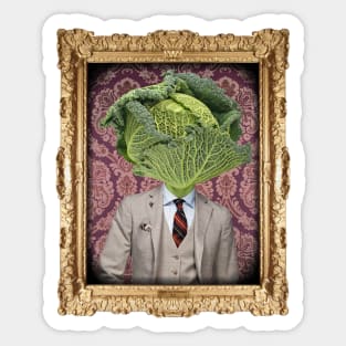 Savoy Cabbage Man in Vintage Frame Sticker